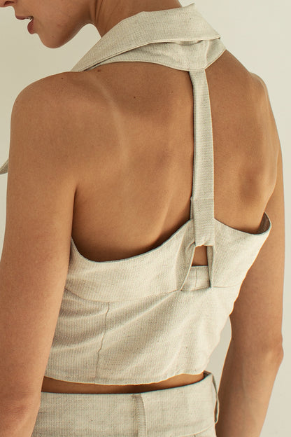 Cropped organic cotton and hemp-blend  top