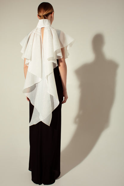 Jacquard organza cape collar