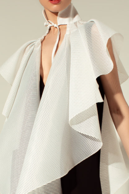 Jacquard organza cape collar